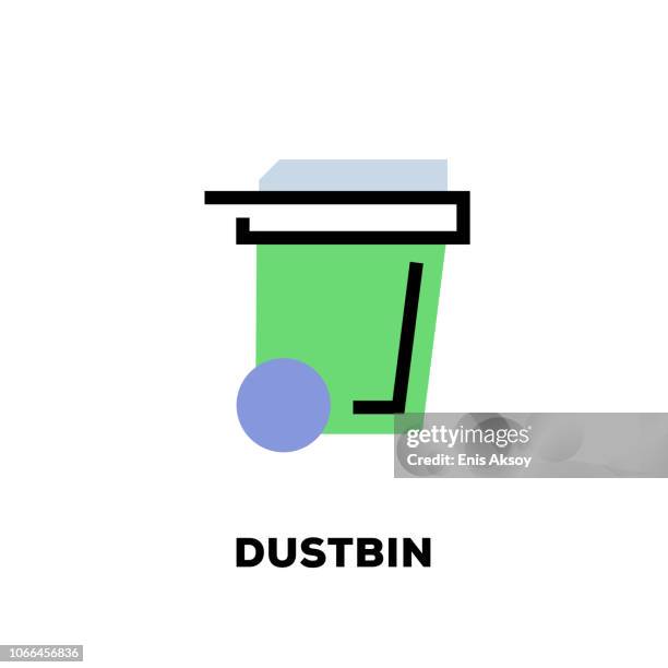 dustbin line icon - throwing paper stock illustrations