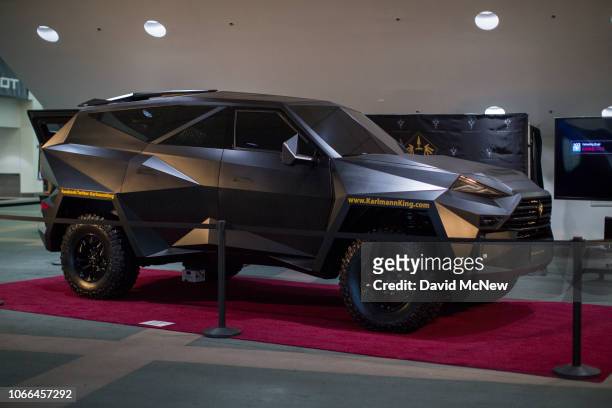 The multimillion dollar Karlmann King, a luxury SUV built around a Ford F550 motor and chassis, is shown at the auto trade show, AutoMobility LA, at...