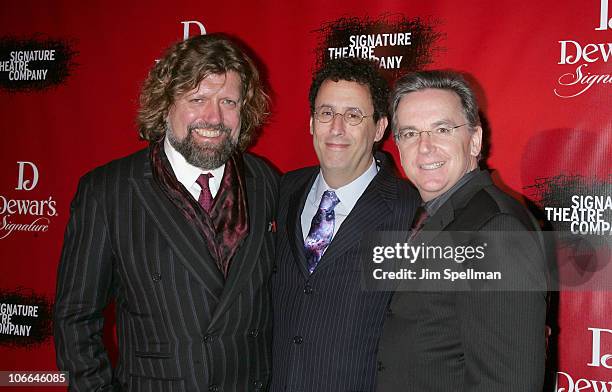 Artistic Director of the Public Theater Oskar Eustis, Tony Kushner and James Houghton attend the Signature Theatre Company's 20th Anniversary Gala at...