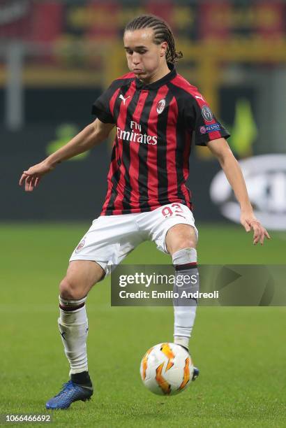 Diego Laxalt of AC Milan in action during the UEFA Europa League Group F match between AC Milan and F91 Dudelange at Stadio Giuseppe Meazza on...