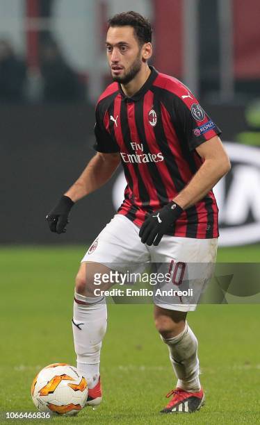 Hakan Calhanoglu of AC Milan in action during the UEFA Europa League Group F match between AC Milan and F91 Dudelange at Stadio Giuseppe Meazza on...