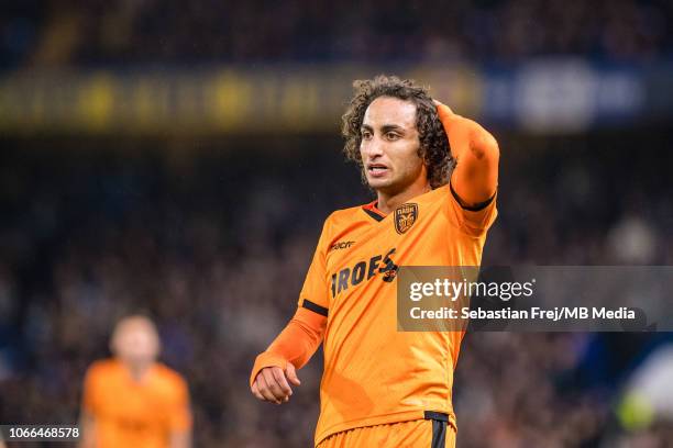 Amr Warda of PAOK looks on during the UEFA Europa League Group L match between Chelsea and PAOK at Stamford Bridge on November 29, 2018 in London,...