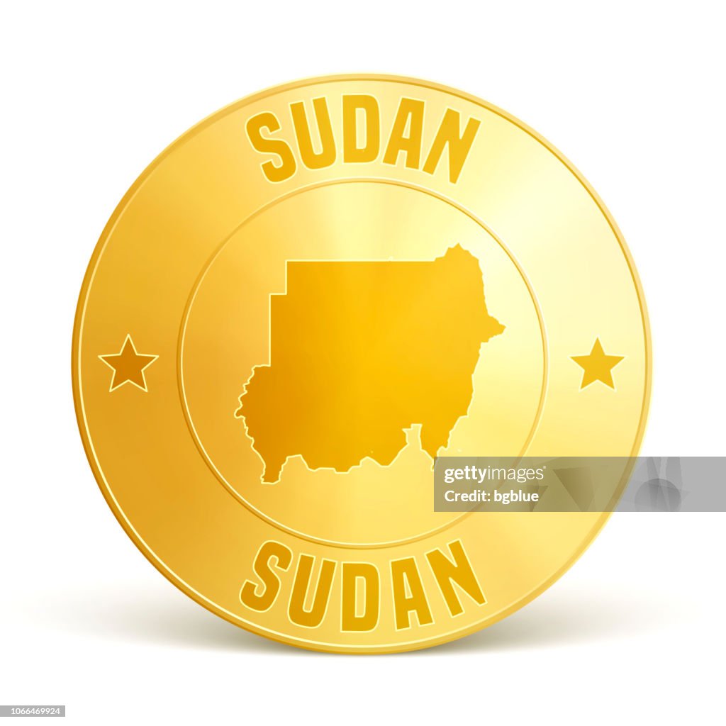 Sudan - Gold coin on white background