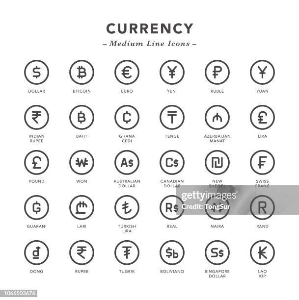 currency - medium line icons - rand stock illustrations