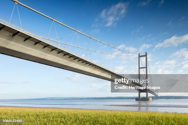 Humber Bridge, Hessle, East Riding of Yorkshire, circa 1981 General view of the bridge from the south-east. Opened to traffic in 1981, this single...