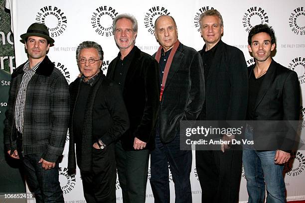 Actor Dominic Nolfi, singers Frankie Valli, Bob Gaudio, Marshall Brickman and Rick Elice and actor Dominic Scaglione Jr. Attend The Crowd Goes Wild:...