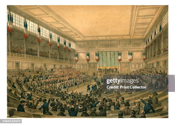 The National Constituent Assembly , May 1848. 'Proclamation of a united and indivisible republic by the representatives of the people'. Depiction of...