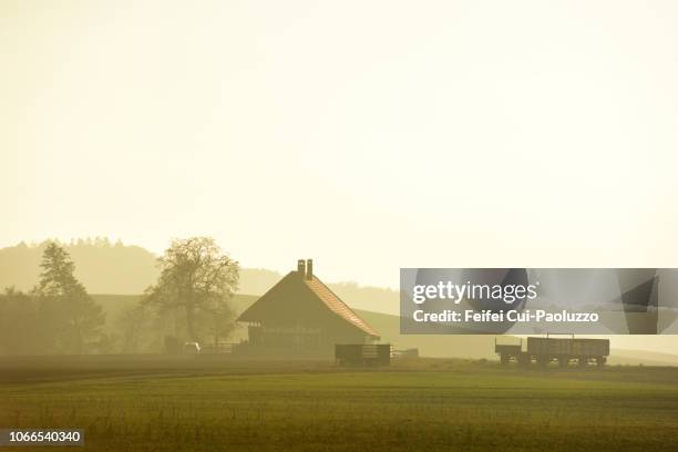 rural scene of epsach, switzerland - farmhouse stock pictures, royalty-free photos & images