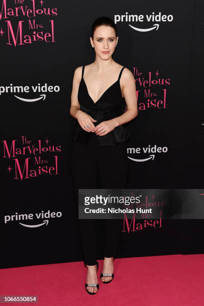 Rachel Brosnahan attends the "The Marvelous Mrs. Maisel" New York Premiere at The Paris Theatre on November 29, 2018 in New York City.