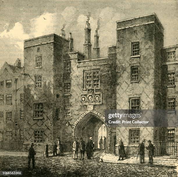 Lincoln's Inn Gate, Chancery Lane', . The brick gatehouse on Chancery Lane, London, leading to Lincoln's Inn. The date 1518 can be read below the...