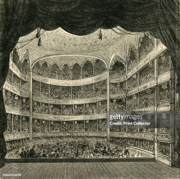 Interior of Drury Lane Theatre, 1804', . View from the stage of the third Theatre Royal, Drury Lane, in Covent Garden, designed by Henry Holland and...