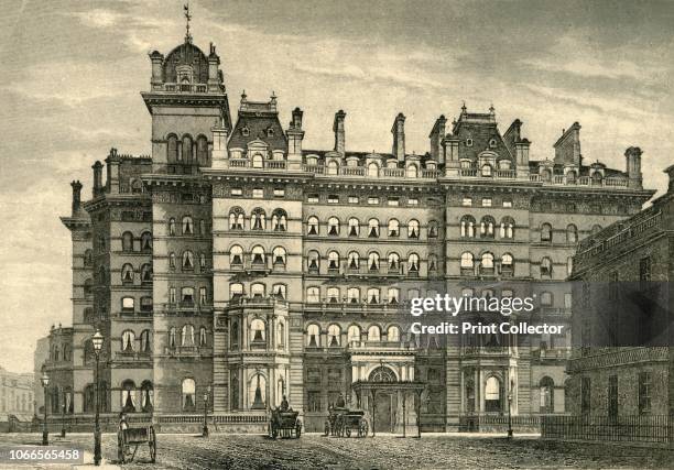 Langham Hotel', . The Langham Hotel in Marylebone, London, was designed by John Giles and built between 1863 and 1865. Famous guests include Mark...