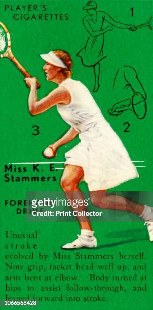 Miss K. E. Stammers - Forehand Drive', circa 1935. From Tennis - An Album of Famous Players in Action, by Gordon R. Weddell. [John Player & Sons, ,...