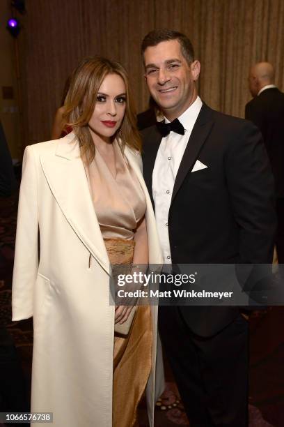 Alyssa Milano and Dave Bugliari attend the 32nd American Cinematheque Award Presentation honoring Bradley Cooper at The Beverly Hilton Hotel on...