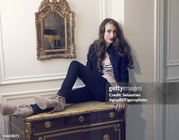 Model and actress Lizzy Jagger. Published image. Figaro ID-007. Outfit by Eleven Paris, necklace by Dior, boots by Dior. CREDIT MUST READ: Sebastien...