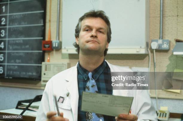 Actor Clive Mantle pictured during filming on the set of the BBC television series 'Casualty', February 25th 1993.