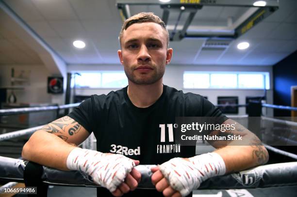 Carl Frampton poses for a photograph during a media workout at Hatton Health & Fitness at on November 12, 2018 in Hyde, England.