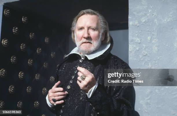Actor Leslie Phillips pictured during filming on the set of episode 'The Changeling' of the BBC drama series 'Performance', February 4th 1993.