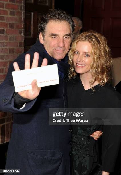 Actor Michael Richards and Beth Skipp attend the Broadway opening of "Colin Quinn Long Story Short" at the Helen Hayes Theatre on November 9, 2010 in...