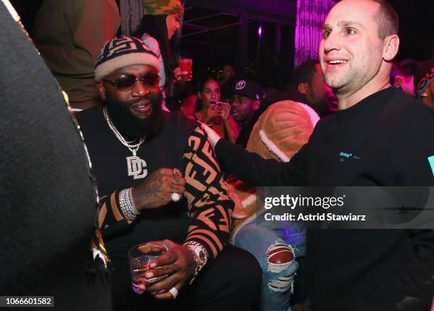 Rick Ross and Michael Rubin attend Meek Mill and PUMA celebrate CHAMPIONSHIPS album release party at PHD at the Dream Downtown on November 29, 2018...