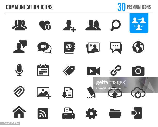 illustrazioni stock, clip art, cartoni animati e icone di tendenza di icone di comunicazione // serie premium - fotografia immagine
