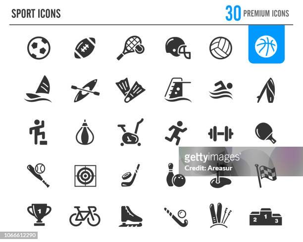 ilustraciones, imágenes clip art, dibujos animados e iconos de stock de los iconos del deporte / / serie premium - deporte