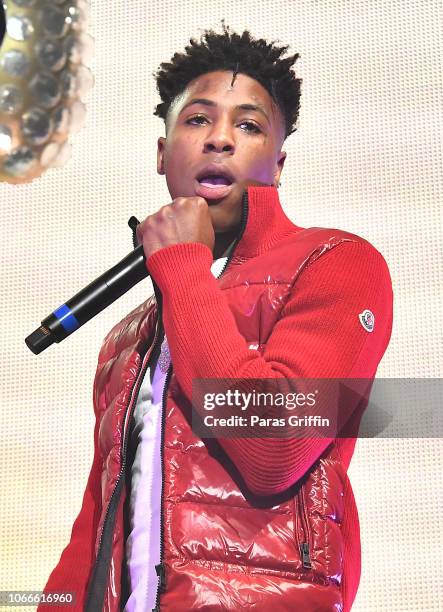 Rapper NBA YoungBoy performs onstage during Lil Baby & Friends concert to promote the new release of Lil Baby's new album "Street Gossip" at...