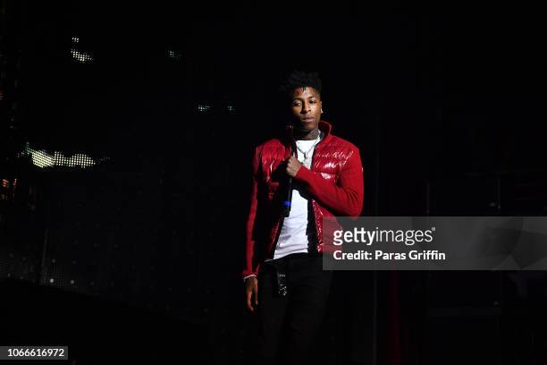 Rapper NBA YoungBoy performs onstage during Lil Baby & Friends concert to promote the new release of Lil Baby's new album "Street Gossip" at...