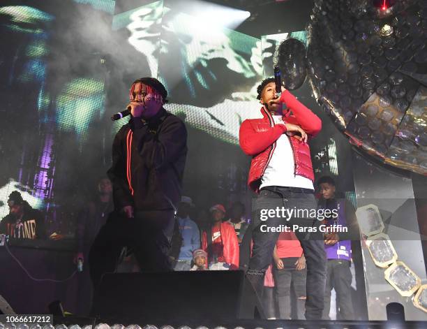 Rapper Lil Yachty and rapper NBA YoungBoy perform onstage during Lil Baby & Friends concert to promote the new release of Lil Baby's new album...
