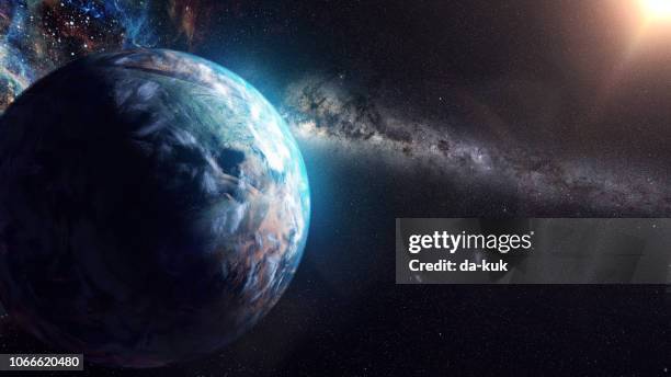 unknown planet beyond our solar system - space planetarium stock pictures, royalty-free photos & images