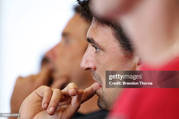 Tennis player Goran Ivanisevic of Croatia looks on during a media session for the Champions Downunder Tournament at Events NSW on November 10, 2010...