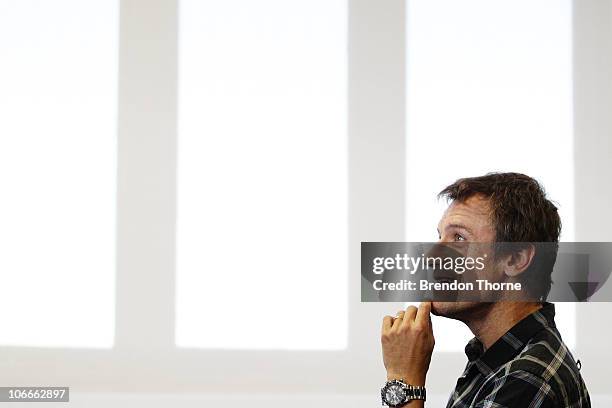 Tennis player Mats Wilander of Sweden looks on during a media session for the Champions Downunder Tournament at Events NSW on November 10, 2010 in...