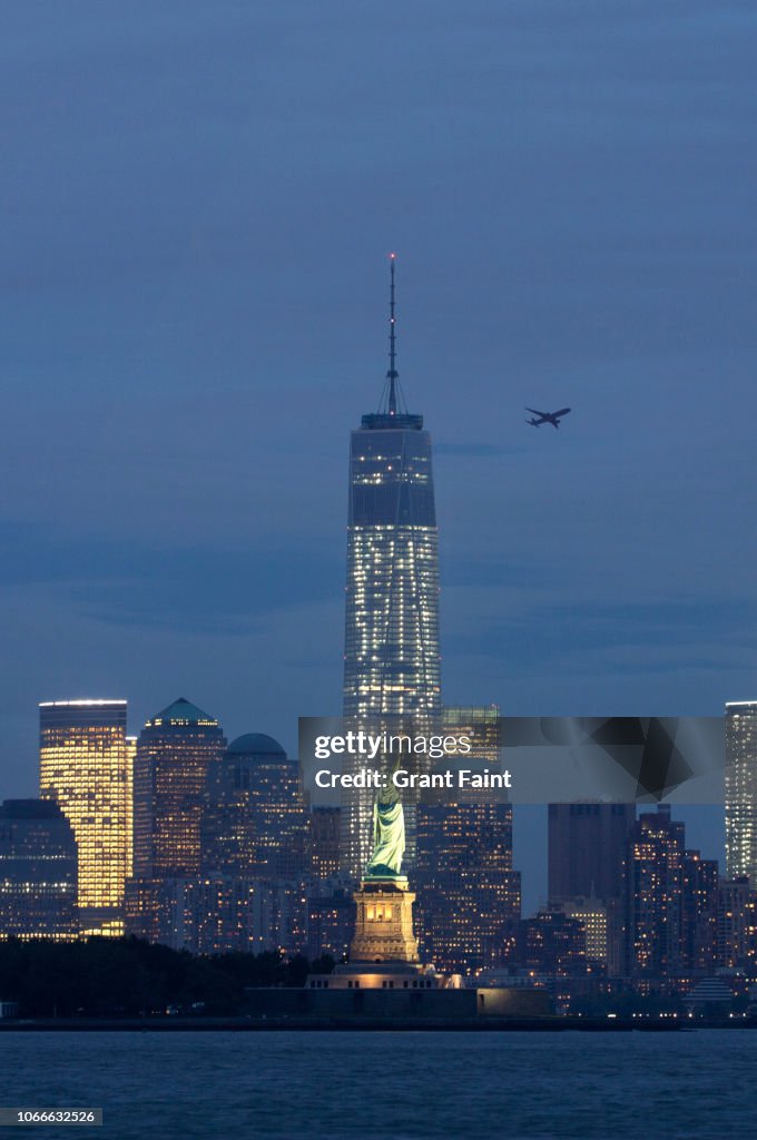 View of skyline at dusk.
