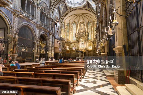 Inside of the abbey of the Order of Saint Benedict located on the mountain of Montserrat in Monistrol de Montserrat, Catalonia, Spain.