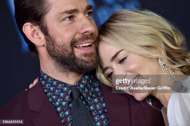 Emily Blunt and John Krasinski attend the premiere of Disney's 'Mary Poppins Returns' at El Capitan Theatre on November 29, 2018 in Los Angeles,...