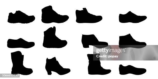 shoes silhouette - shoe insoles stock illustrations
