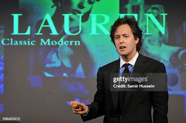 David Lauren, Senior Vice President of Polo Ralph Lauren, speaks during Day 2 of the International Herald Tribune Heritage Luxury Conference at the...