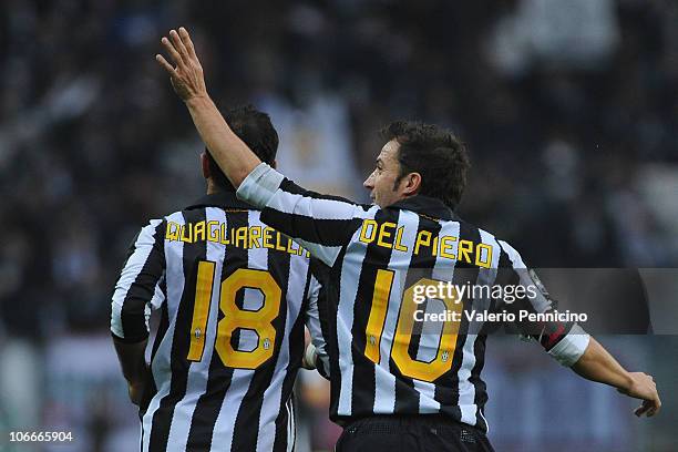 Alessandro Del Piero of Juventus FC celebrates his goal during the Serie A match between Juventus FC and AC Cesena at Olimpico Stadium on November 7,...