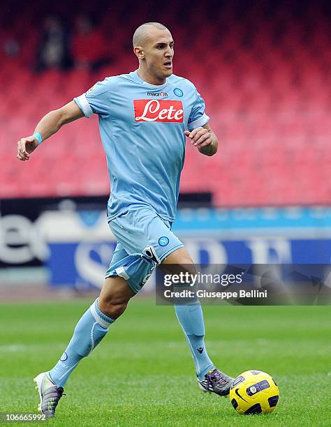 Hassan Yebda of Napoli in action during the Serie A match between SSC Napoli and FC Parma at Stadio San Paolo on November 7, 2010 in Naples, Italy.