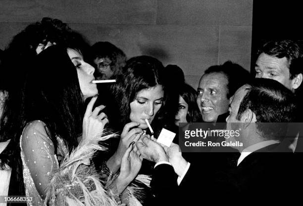 Cher attends the Metropolitan Museum of Art Costume Institute Gala Exhibition of "Romantic And Glamours Hollywood Design" on November 20, 1974 at the...