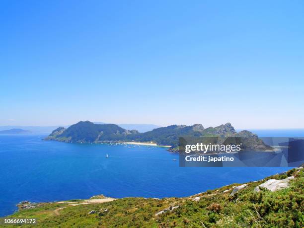 cies islands in the ria de vigo - atlantic islands stock pictures, royalty-free photos & images