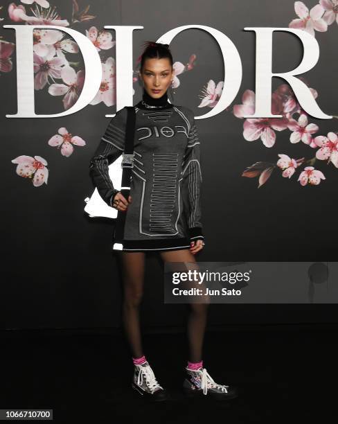 Bella Hadid attends the photocall for Dior Pre-Fall 2019 Men's Collection at Telecom Center on November 30, 2018 in Tokyo, Japan.