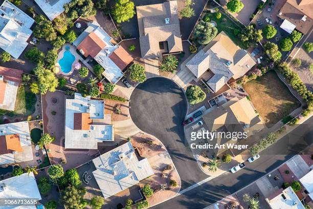 upper middle class neighborhood aerial - scottsdale arizona house stock pictures, royalty-free photos & images