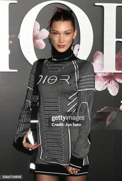 Bella Hadid attends the photocall for Dior Pre-Fall 2019 Men's Collection at Telecom Center on November 30, 2018 in Tokyo, Japan.