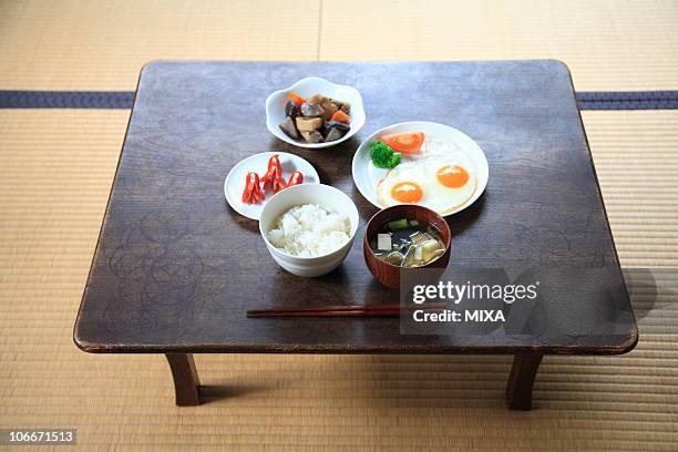 japanese cuisine breakfast - chikuzenni stockfoto's en -beelden