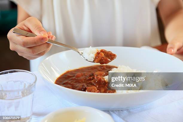 curry and rice - japanese curry stock pictures, royalty-free photos & images