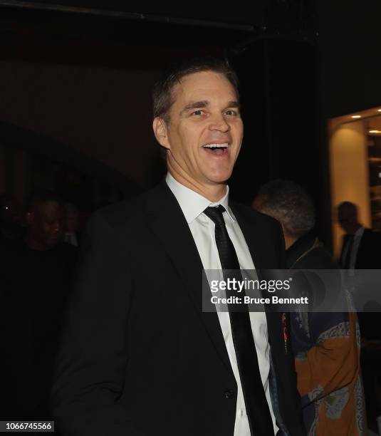 Luc Robitaille walks the red carpet prior to the 2018 induction ceremony at the Hockey Hall Of Fame on November 12, 2018 in Toronto, Ontario, Canada.