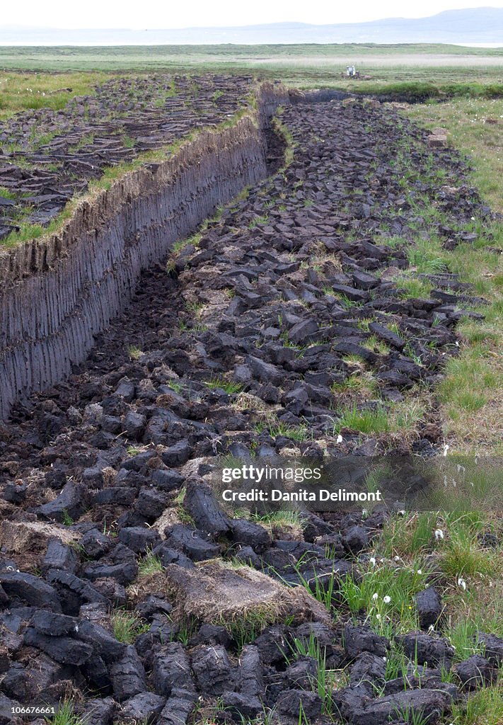 Peat for fuel and whiskey making, Islay island, Inner Hebrides, Scotland, UK