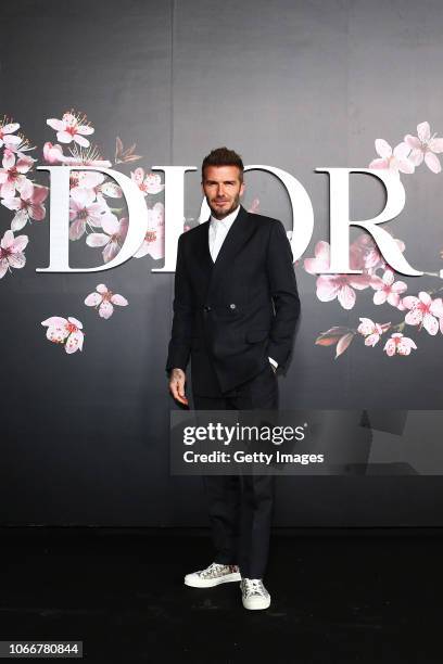 David Beckham attends the photocall at the Dior Pre Fall 2019 Men's Collection on November 30, 2018 in Tokyo, Japan.