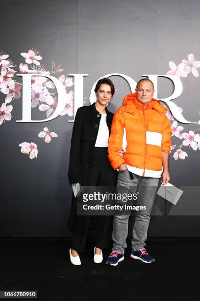 Jurgen Teller and wife attends the photocall at the Dior Pre Fall 2019 Men's Collection on November 30, 2018 in Tokyo, Japan.